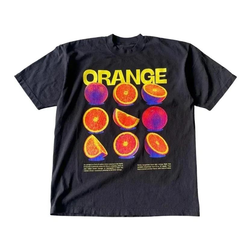Summer New Fashion Retro Men's T Shirt Fun Fruit Print Tops Cotton Short Sleeve Casual Women Streetwear Round Neck Tees Tops