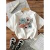 Egirl Korean Fashions Flower Yk  Cotton Womens Retro Floral Print TShirt Graphic Crew Neck Short Sleeve Top Tee