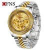 Oufannishi Men's Multifunction Chronograph Quartz Watch with Calendar and Stainless Steel Band, Waterproof Design