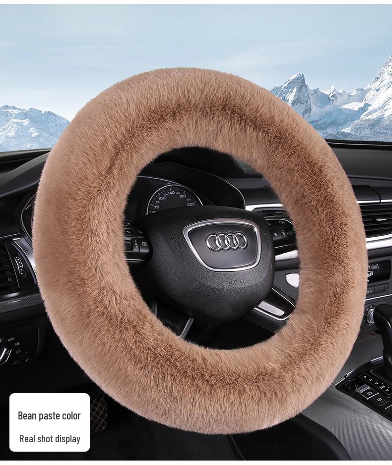 New Style Winter Plush Steering Wheel Cover - Warm, Non-Slip, Rabbit Wool