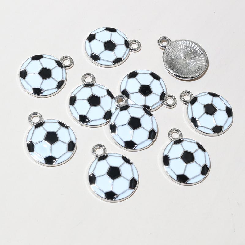 20pcs 16.5x13mm Enamel Football Soccer Small Charms Pendant Zinc Alloy Metal DIY Jewelry Making Accessories Findings