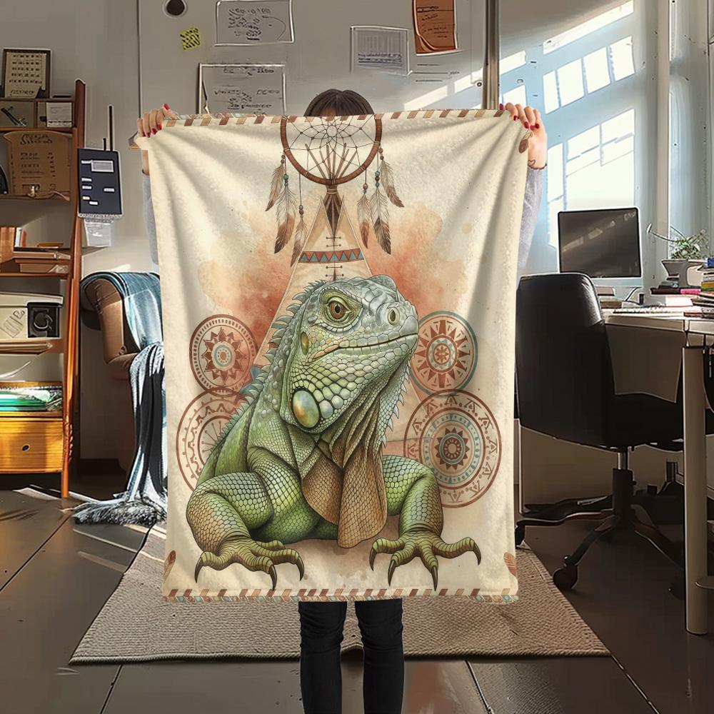 

1PC Tribal Totem Print FlAannel Blanket, High quality Comfortable for All Seasons, Home Decor, Warmth and Comfort 80cm x 120cm