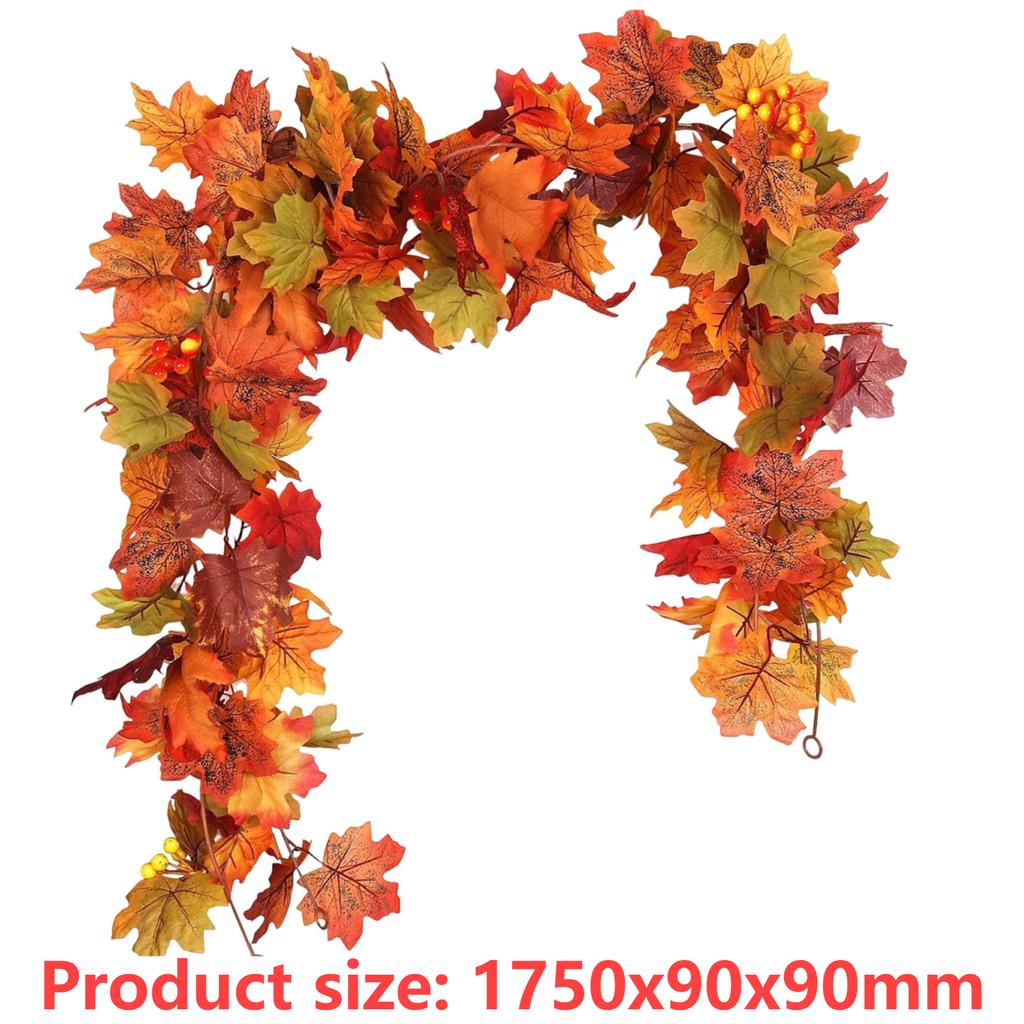 Fall Maple Leaf Garland Multi-Purpose Artificial Autumn Foliage Garland Thanksgiving Door Wreath for Fireplace Party Christmas