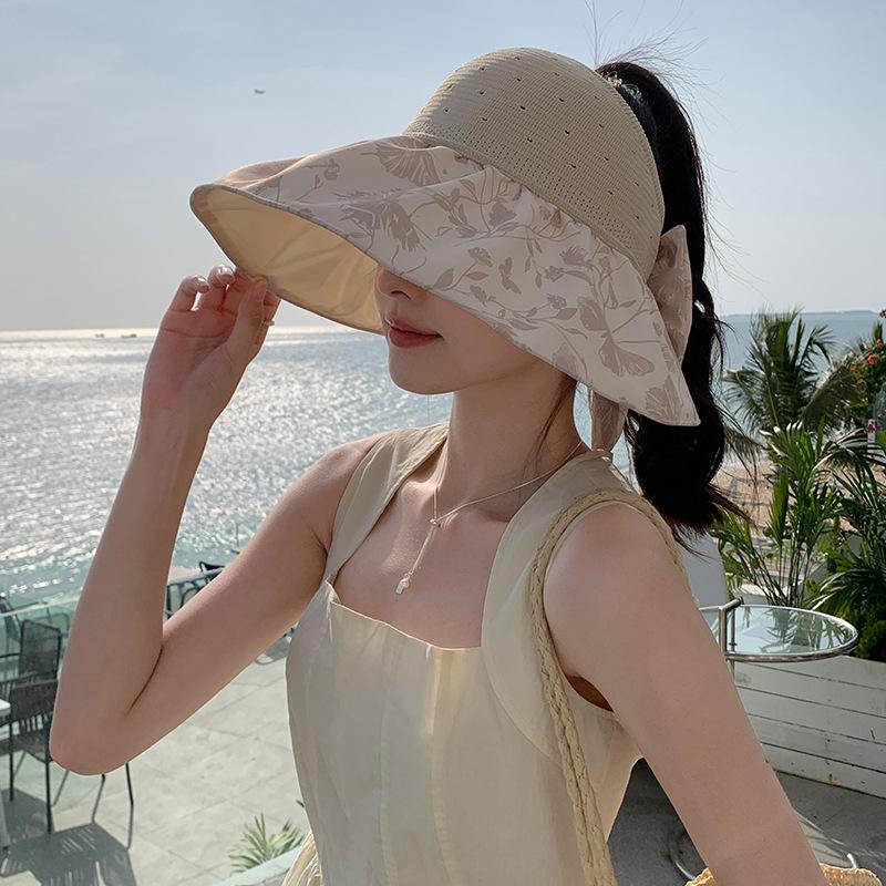 Mode Femmes Été Oversize Haut Vide Protection Solaire Extérieure Pare-Soleil Sauvage Voyage Plage Pliable Chapeau de Soleil à Large Bord Casquette Visière