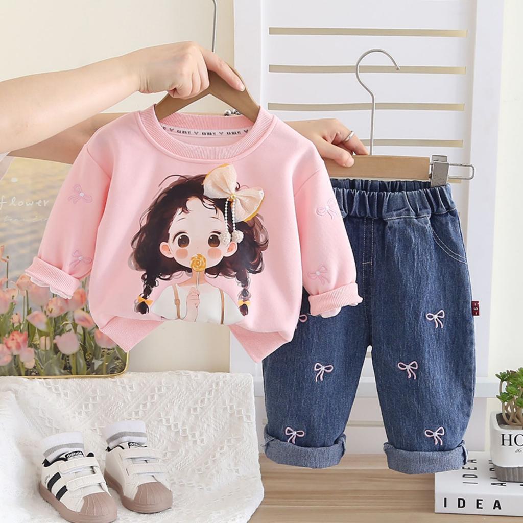 Kids Casual Long-Sleeve Set, Comfortable Daily Wear Outfits