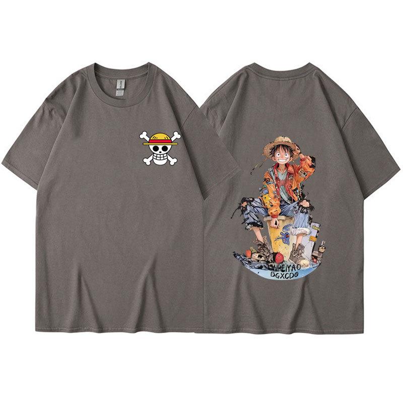 

Аниме ONE PIECE Мужская летняя футболка Каваи Харадзюку Манга Графические топы Футболки Рубашка Хлопок Повседневная Мультяшная Футболка с коротким рукавом Уличная одежда 3XL темно-серого