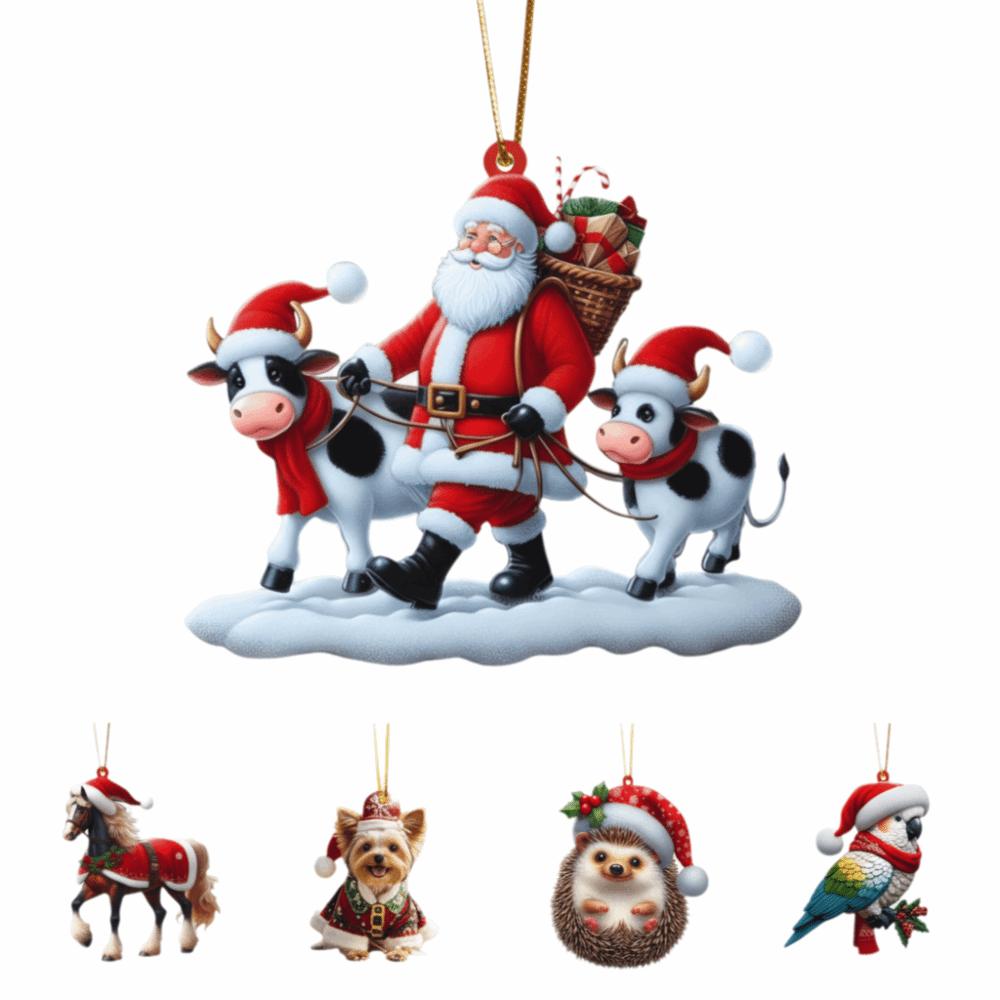 Acryl Weihnachtsanhänger Tierwelt Auto Pferdeanhänger Weihnachtsbaum Hängende Dekoration Neujahrsgeschenk