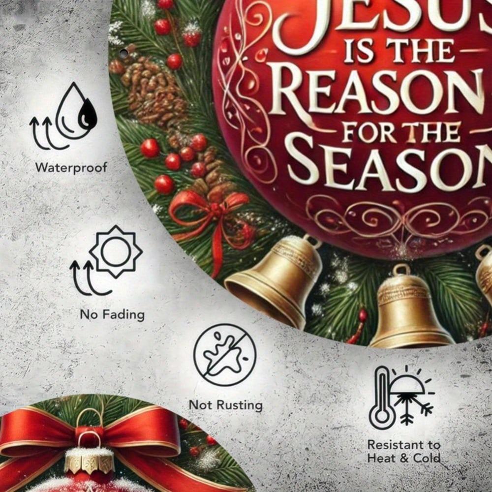 Metal Tin Art Sign Jesus Christmas Round Wall Decor 7.8 Inch Home Bar Cafe Gift