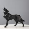Kawaii Nordic Wolf Desktop Figurine Cartoon Car Ornament Geometry Animal Sculpture  Living Room