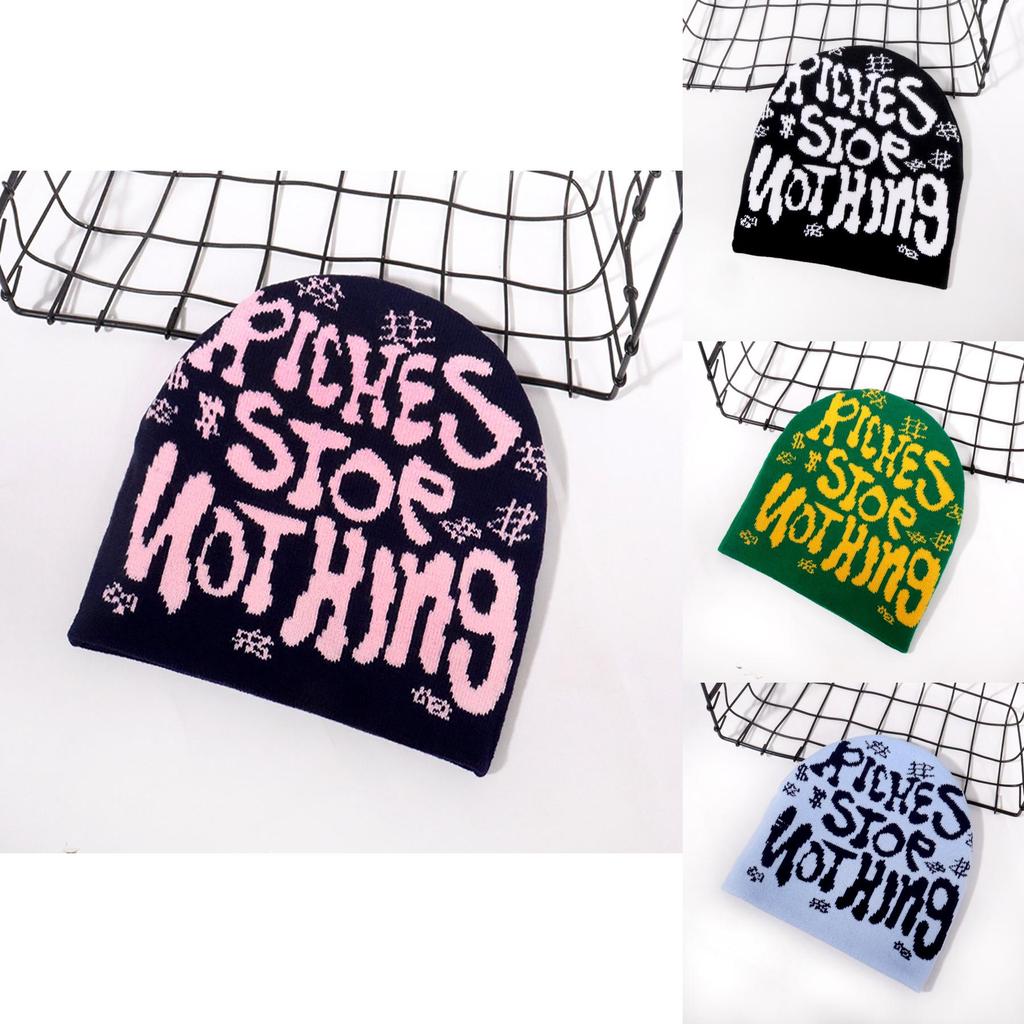 Knit Hat For Winter Outdoor Sports With Letter Embroidery Design For Casual Streetwear