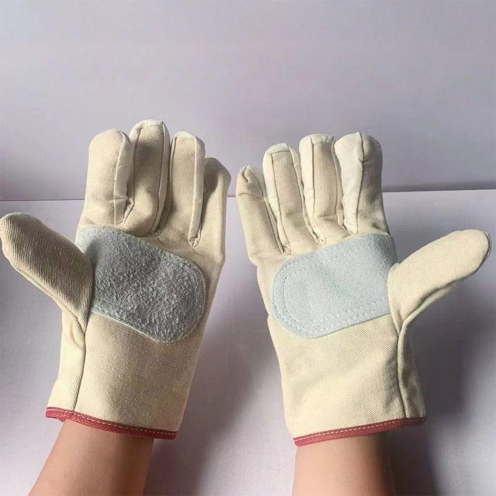 1Pair Double Thickened Canvas Gloves Stab Proof Welding Protective Gloves  Metallurgical Application