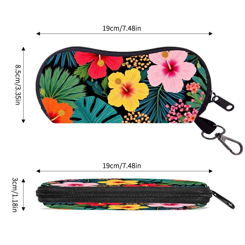Durable Colorful Flowers/Leaf Glasses Case Soft Shell Zipper Glasses Protective Shell Glasses Bag
