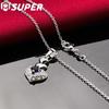 Šperky s přívěskem ve tvaru srdce 925 Sterling Silver Blue AAA se zirkonovým srdcem