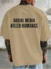 T-shirt da uomo con stampa posteriore Social Media Killed RoUnisexce Cotone Vintage Girocollo Manica Corta Street Oversize Top Basic Casual Quotidiano
