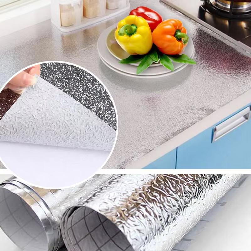 2/5/10 Meters 3D Aluminum Foil Adhesive Paper Roll Waterproof Protection For Kitchen And Stove