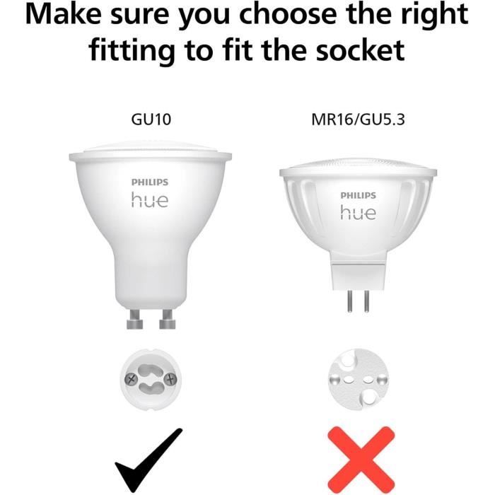 Smarte Glühbirne - PHILIPS HUE White - 929003666901 - GU10 - Warmweißes Licht - Bluetooth - Sprachsteuerung