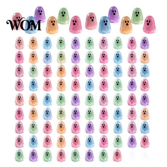 Decorative Miniature Landscapes Glow in The Dark Ghost Figurines, Cute Resin Bead Set for Halloween Figurines Scenes Decoration, Mini Colorful
