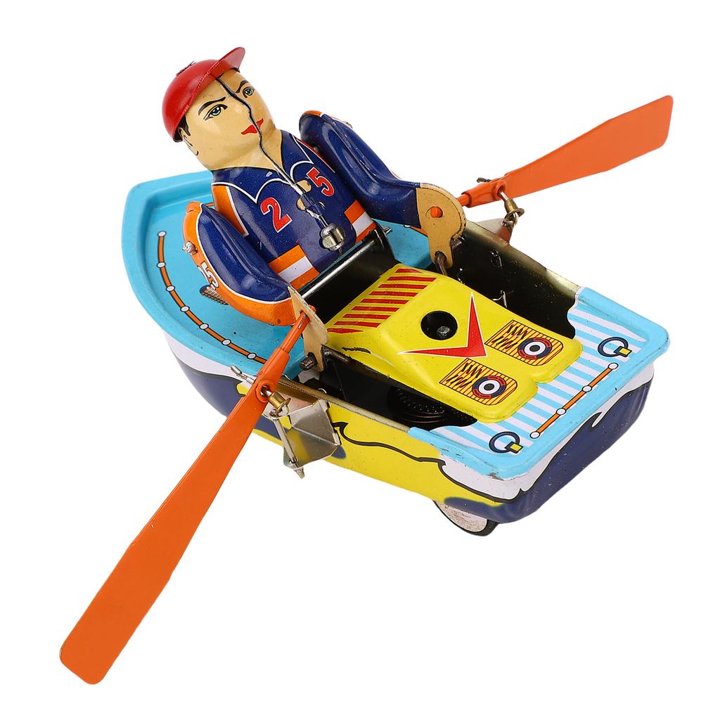 Row Boat Decor Iron Innovative Multifunctional Vintage Miniature Wind Up Toy Tabletop Row Boat Ornament for Filming