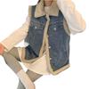 Lamb wool denim vest girl autumn and winter clothing new junior high school students fleece thickened vest jacket