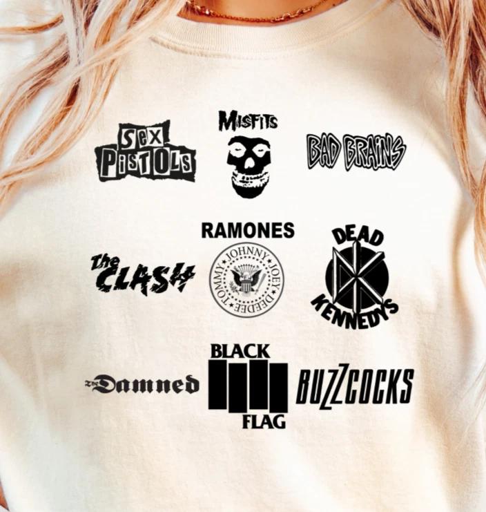 Punk Band Logo collage T-shirt | Classic Rock Tee, Retro Music Lover Shirt 3XL