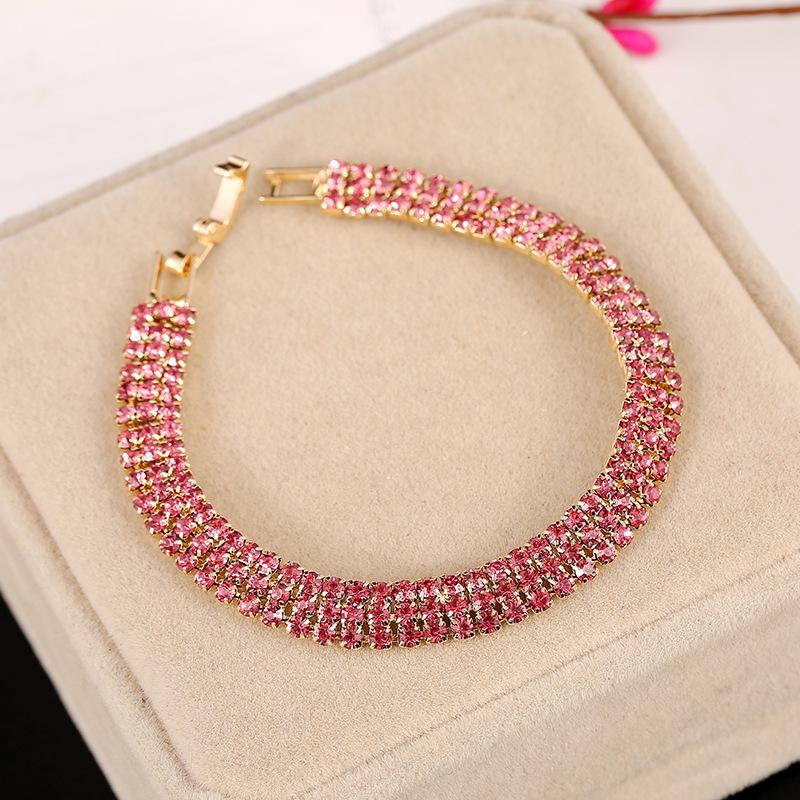 Elegant 3-Row Rhinestone Crystal Bracelet for Brides K5