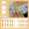 Yellow Gradient Crinkle Chrysanthemum Broken Diamonds Wearable False Nails Nail Stickers Nail Art