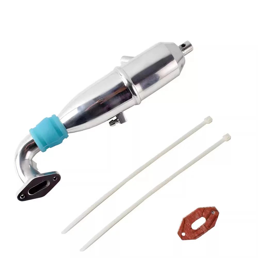 HSP 1:10 Nitro Car Aluminum Exhaust Muffler with Elbow Rubber Hose 102009 02026