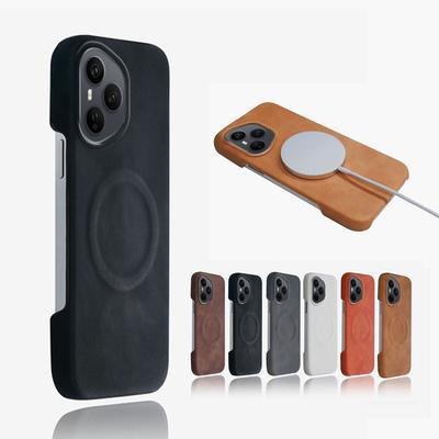 Business PU Leather Frameless Hard Case For Honor 400 Pro Magnetic Wireless Charging Anti-Fall Cover For Honor400Pro