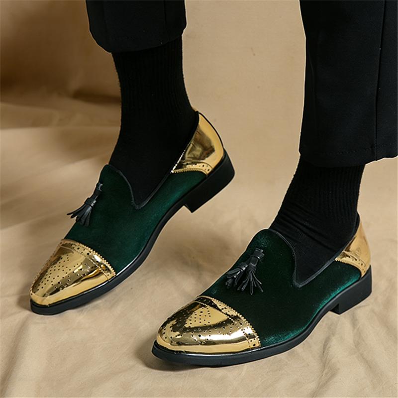 Luxury New Designer Men Velvet Tassels Mixed Casual Brogues Shoes Brand Formal Wedding Dress Homecoming Footwear Zapatos Hombre