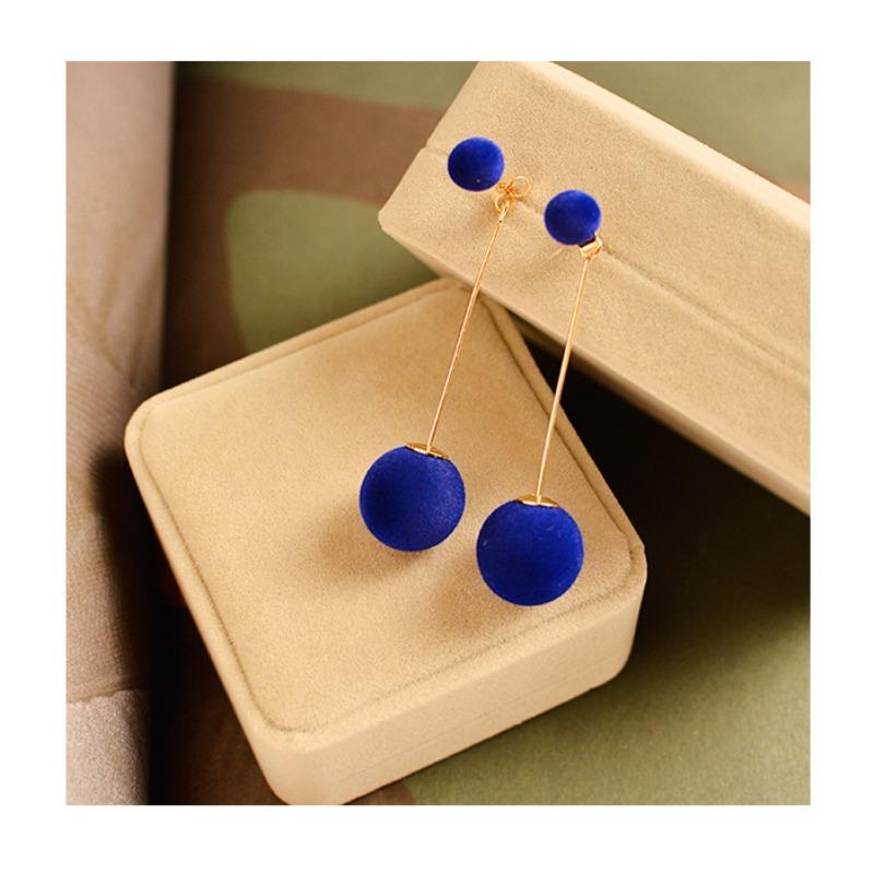 Earrings, 1 Pair, Women's, Temperamental, with Balls, Double-sided Long Drop Earrings