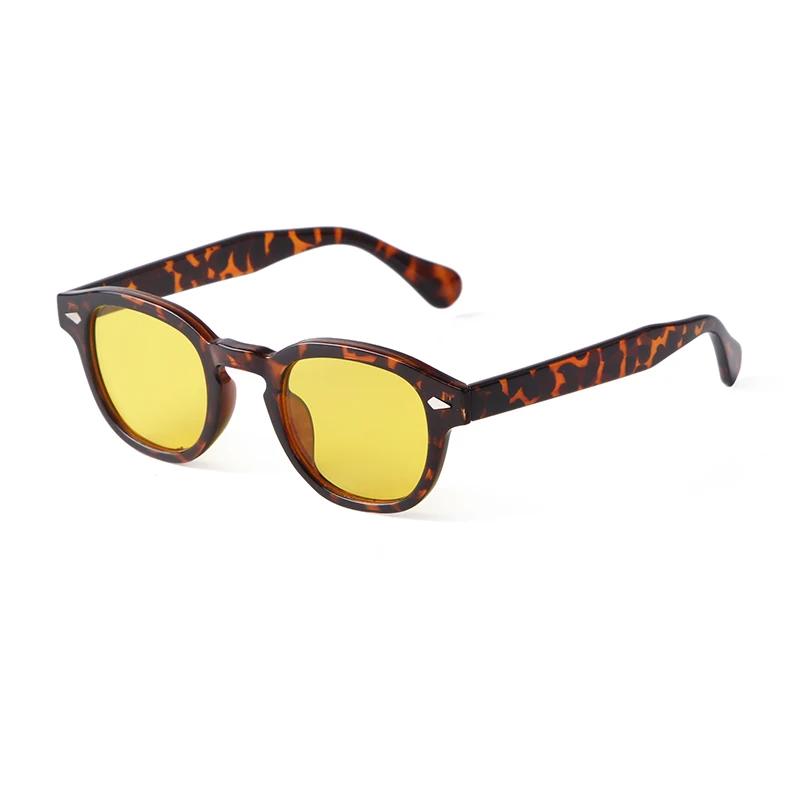 Lunettes de Soleil Rondes Bleues Transparentes Mode UV400 Rétro Rivet Écaille Carré Petit Lunettes de Soleil pour Femmes Hommes