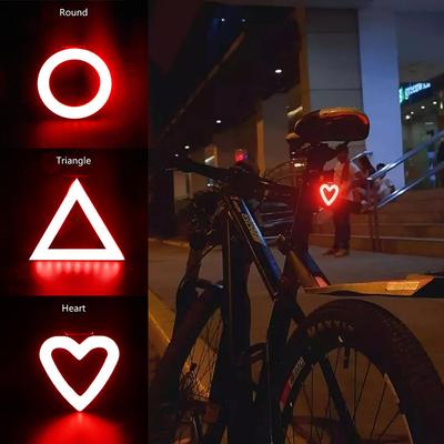 Bike Heart Shape Tail Light USB Rechargeable Bicycle Rear Lamp Waterproof Taillight 5 Mode