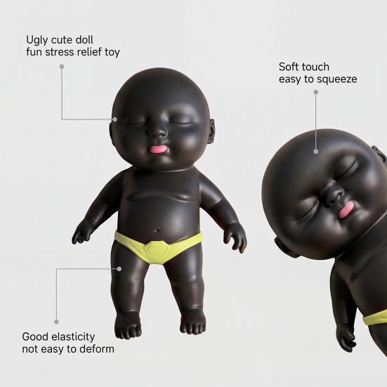 Black Babies Stress Relief Toy Slow Rising Anxiety Relieving Mini Baby Squeeze Toy Soft Stretchy Relaxation Stress Ball Fidget Toy