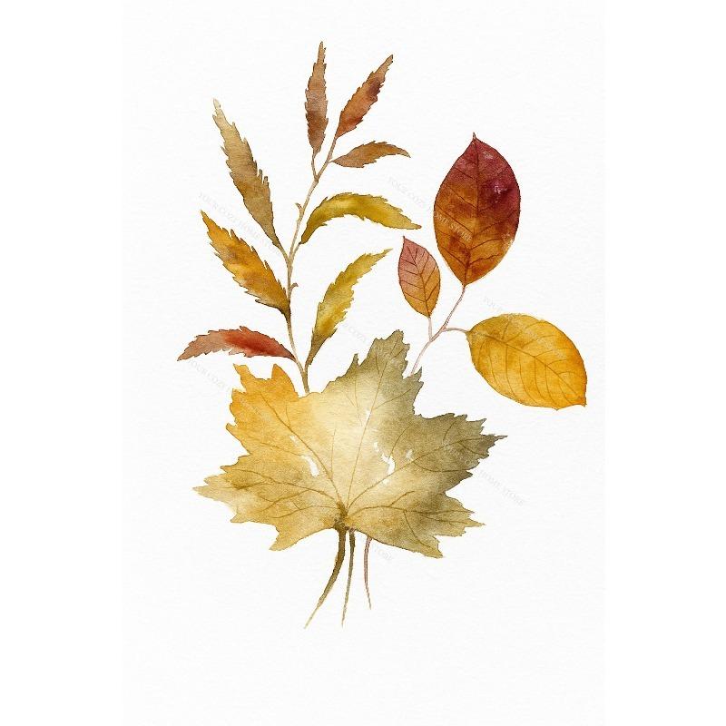 Watercolor Fall Maple Leaf Canvas Gallery Wall Prints Blue Pumpkin Pumpkin Spice Typography Wall Art Farmhouse Home Decor Gift