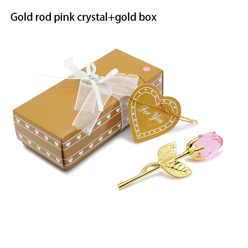Crystal Rose Artificial Flower Gold And Silver Handicraft Wedding Decoration Valentine's Day Couple Girlfriend Gift With Box