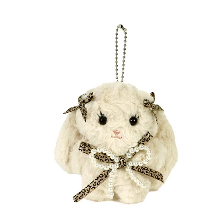 Kaninchen Schlüsselanhänger mit langen Ohren und Schleife Plüschtier Schlüsselanhänger Stilvoller Taschenanhänger für Studenten Geschenk für Mädchen und Teenager