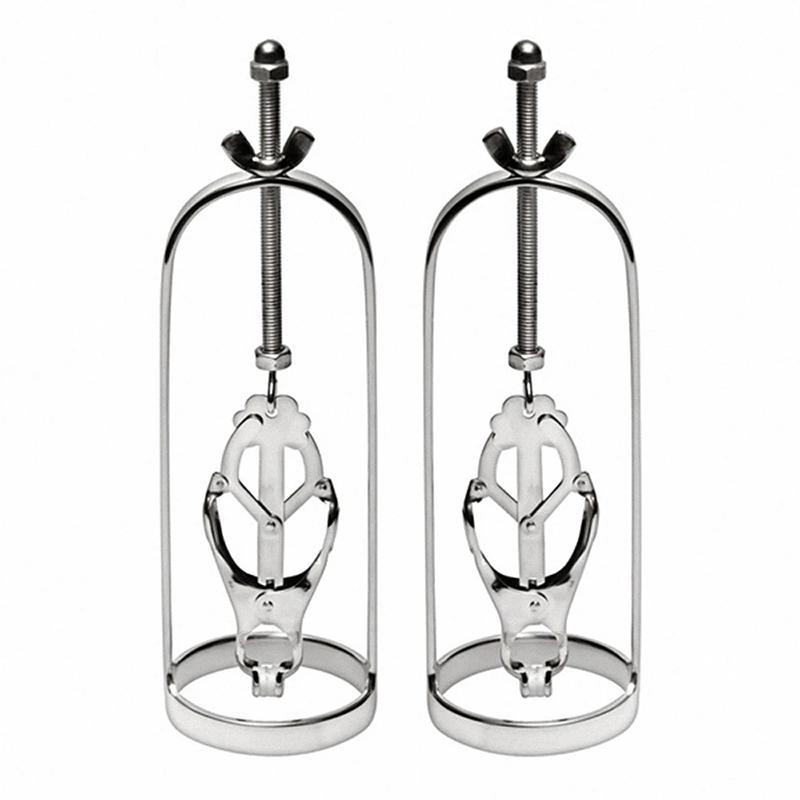 Women Stainles Steel Forture Play Clamps Metal Nipple Clips Breast Breast Enlarger Sucker BDSM Bondage Restraint Fetish Sex