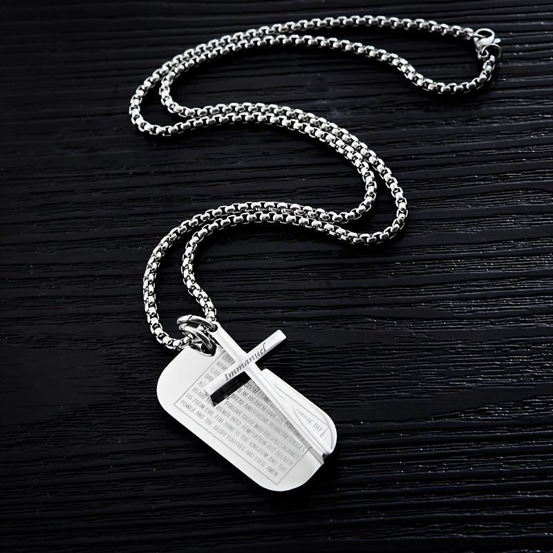 1pc Stainless Steel Verse Prayer Necklace, Ideal For Daily Wear