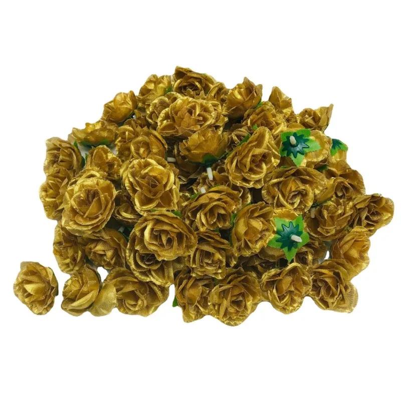 100 STÜCKE/Bündel Künstliche Rosenkopfblume Seide Bulk Party Hochzeit Künstlicher Strauß Dekor Zuhause Kunstpflanzen Wohnzimmerdekoration