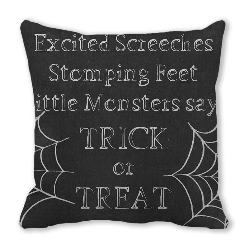Creative Halloween Happy Letters Digital Printing Short Plush Pillow Covers for Car Sofa Office Cushion Cover Home Goods