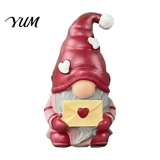 Decoraciones Impresas por Ambos Lados Figura de Gnomo Navideño, Tomte de Resina con Sombrero de Árbol y Adornos de Madera de Reno Astas, Decoración de Mesa Festiva