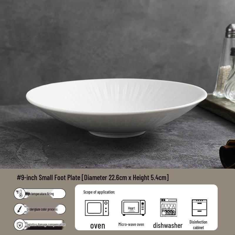 Japanese Retro Bamboo Hat Ceramic Dinner Plate - Scratch & Wear Resistant, Underglaze Color