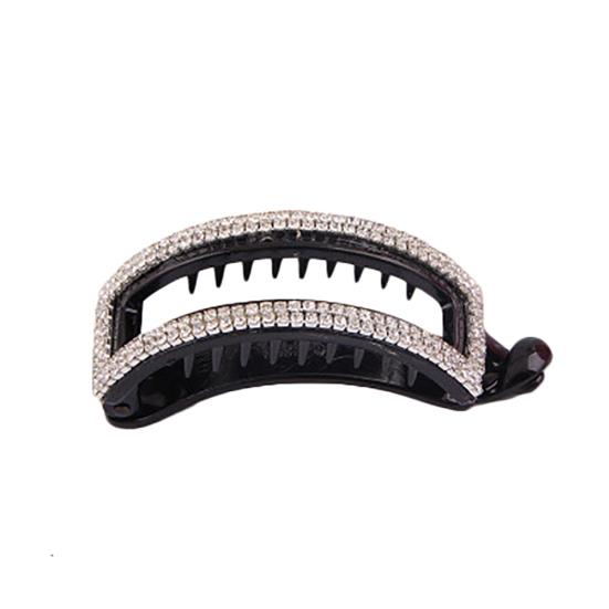 Women Fashion Hollow Rhinestone Hairpin Banana Clip Hairclip Ponytail Holder