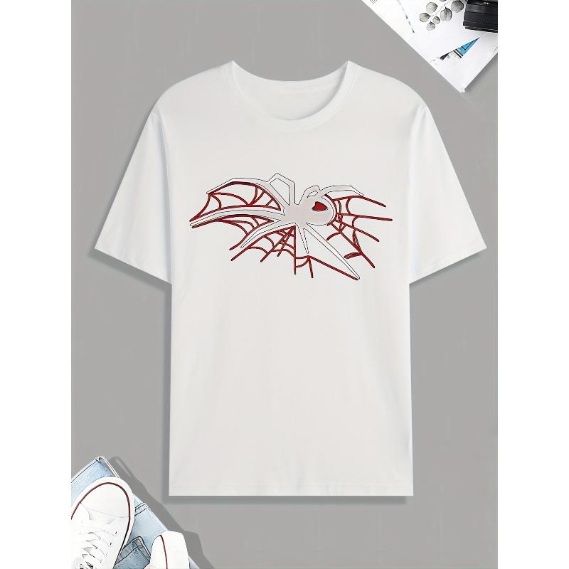 

Европейский размер, футболка с принтом «Паутина», футболка для мужчин, повседневная футболка с коротким рукавом для лета, весны, осени, топы в качестве подарков S белый