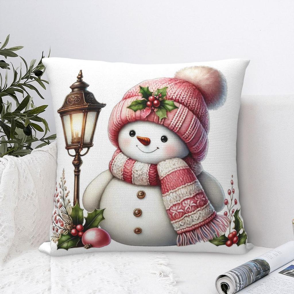 Christmas Snowman Pillow Case Funny Pillow Cover Polyester Printed Cushion Cover Pillowcases For Living Room Chair