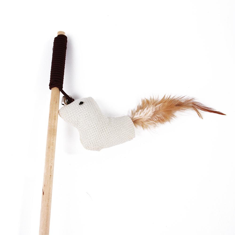 Wooden Fabric Cat Toy With Bell Cat Rod Pet Cat Toy Supplies Pet Toys