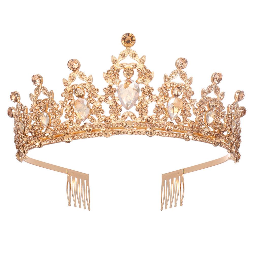 Jewel Bride Bridesmaids Comb Crown Baroque Birthday Wedding Banquet Headwear Crown Headband