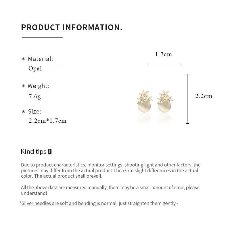 Flower Rhinestones Opal Stud Earrings for Women Small Exquisite Sweet Versatile Advanced Earring Charms Jewelry Gifts Wholesale