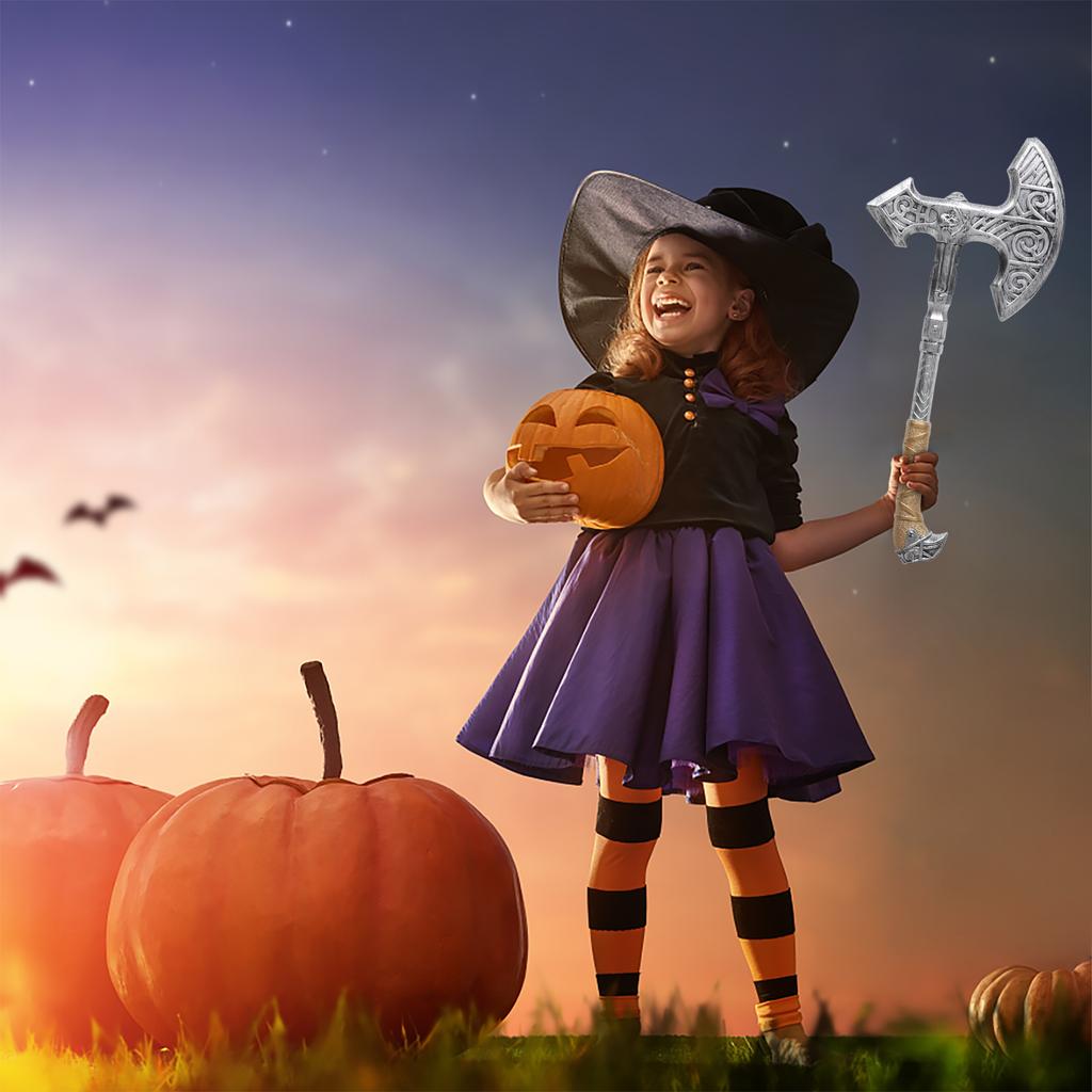 2pc Fish Bone Ax Ornaments Kids Halloween Cosplay Costume Haunted House Prop Children Plastic Toy Fake Fish Bone Ax Party Supply