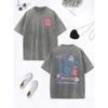 Cute Silly Monster Graffiti Prints Washed T-Shirt Womens Cotton Oversized T Shirts O-Neck Comfortable Tops Womans Clothes